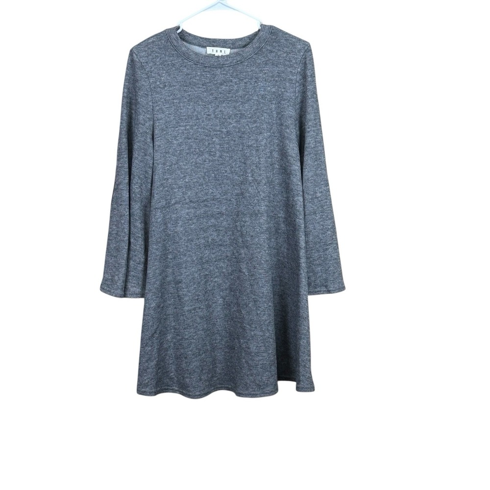 THML grayโ sweater dress elbow patch long sleeve womens size medium